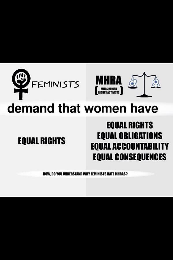 young_lp_'s tweet photo. Men's rights advocates vs feminists http://t.co/SIeMf7mT1q