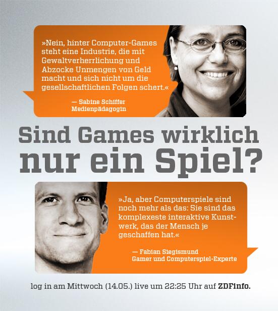 ZDFlogin's tweet photo. Fabian @Siegismund + Sabine Schiffer (Medienpädagogin) sind Mi. zu Gast bei #ZDFlogin: "Sind Games nur ein Spiel?" http://t.co/DRuFXxzxgc