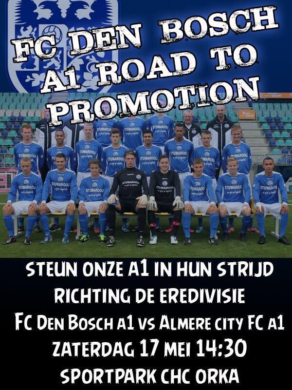 DenBoschFC's tweet photo. Onze A1 kan alle steun gebruiken in hun playoffs richting de eredivisie dus zorg dat je erbij bent zaterdag!!! http://t.co/XLrtVD0faD