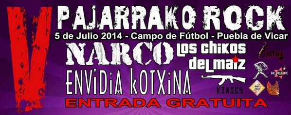 envidiak's tweet photo. nos vemos el sabado en el @PajarrakoRock con los @chikosdelmaiz @LosNarco y demas... @KutxilloJack @AngelEnvidia http://t.co/WnRCfxH0Zp