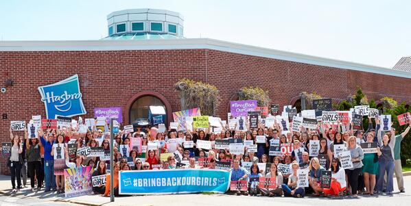 Hasbro's tweet photo. From the team at Hasbro, #BringBackOurGirls @HasbroNews http://t.co/wqLG7f5Cvv