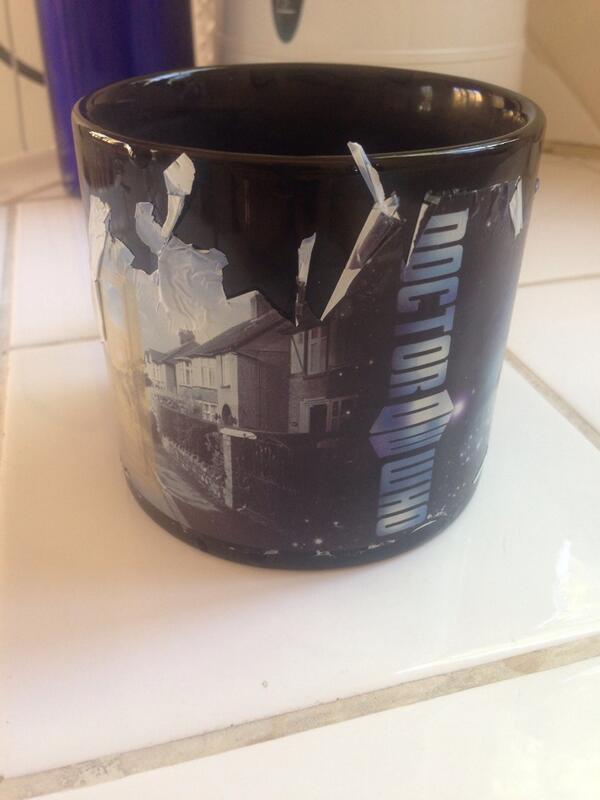 taraplatt's tweet photo. Oh noes! Worst wife award goes to me! I just killed @YuriLowenthal's  #DrWho temp mug #dishwasherfail #timetravelhelp http://t.co/sVHlCs9wGk