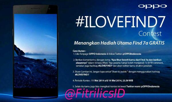 OpphyRans's tweet photo. "Apa fitur favorit kamu dari Find 7a dan berikan alasannya." @ziqramazist20 @88luluk #ILOVEFIND7 @OPPOIndonesia http://t.co/ouO6euCEiQ