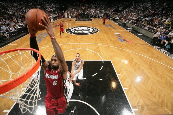 TheAssociation's tweet photo. .@KingJames explodes for 49 pts! @MiamiHEAT defeat the @BrooklynNets, 102-96. Heat lead the series 3-1. #Playoffs http://t.co/d28NeZLzzg