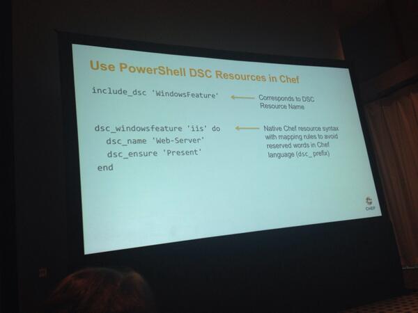 jsnover's tweet image. @chef is showing DSC support @TechED #greatStuff