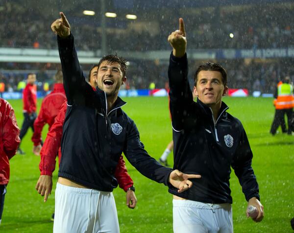 IJTaylor81's tweet photo. Love this pic of @Joey7Barton &amp; @chazaustin9 pointing to Steve Mc in the Sky studio ... we're coming to get you! #QPR http://t.co/Ho4Irdf0OM