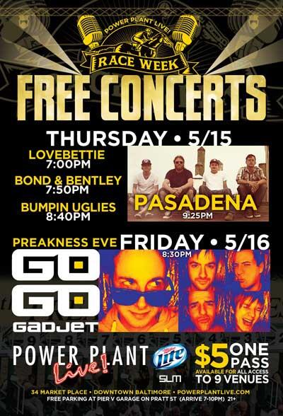 LuckiesTavern's tweet photo. #Preakness weekend kicks off this THURSDAY @POWERPLANTLIVE w/ 4 bands on the Live! stage starting at 7pm #PPL2014 http://t.co/JRZtZBVG9b