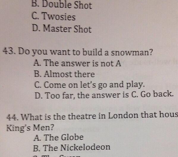 YoSnowmanOlaf's tweet image. WHY ARE MY FINAL EXAMS NOT LIKE THIS