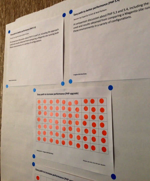 davidshughes: Guess ours is a good topic - only #BarCamp session to get votes on 2nd sheet #MagentoImagine w/ @COPIOUSagency http://t.co/ivEfBLbBa8