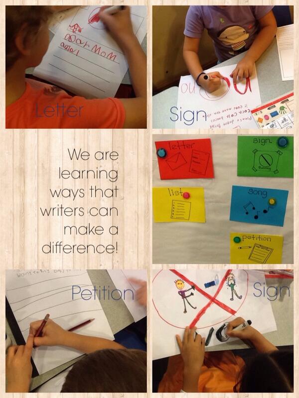 KC5101's tweet photo. We are learning how we can make a difference with our writing #sisrocks #Writersworkshop #TCRWP http://t.co/6oeJRCNTtW