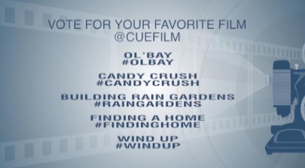 cueFILM's tweet photo. Episode 2 showed Monday on Cox. Here is a screen pic of voting codes. 
Use @cueFILM and a "#" with your film vote(s). http://t.co/nnxNCH6wnB