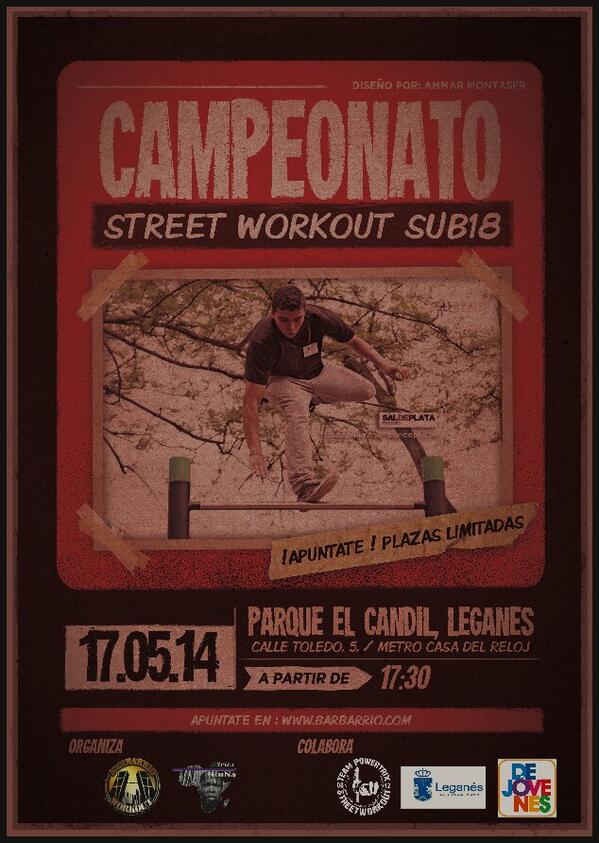 Este sábado tenemos espectáculo asegurado.

Campeonato sub 18 de #streetworkout 

Toda la info en el cartel