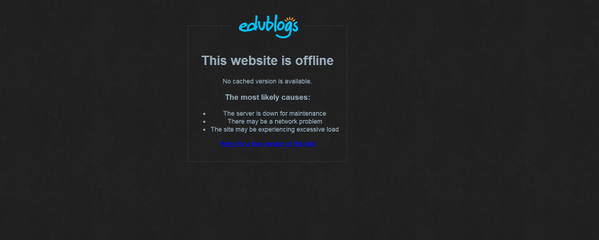 MonicaTouma's tweet photo. HAS ANYONE USED EDUBLOGS FOR THEIR DIGITAL PORTFOLIO? I GET THIS MESSAGE WHEN TRYING TO ENTER THE SITE #ACU_EDU452 http://t.co/nzc4Q3xekc