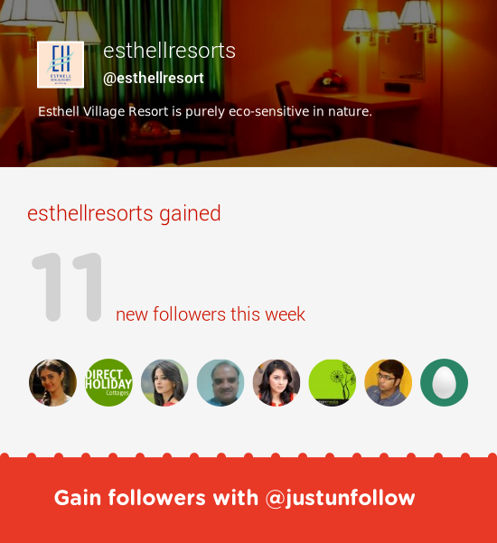 esthellresort's tweet photo. Fab tweeps @Shakthi2014 @directcottages @sub_gayu &amp; more followed me. Grow with http://t.co/AE7IaAYLz9 http://t.co/N5HJUo8sUY