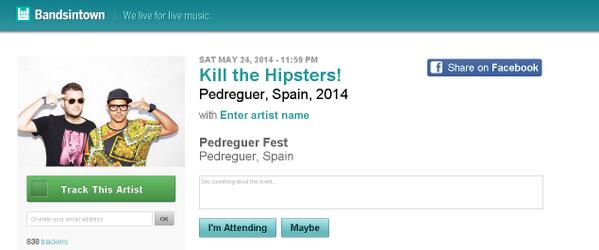 PedreguerFest's tweet photo. Kill the Hipsters confirma en su pagina su asistencia al PedreguerFest... la que se va a liar!! compra tu entrada YA! http://t.co/s5zSV9e6fY