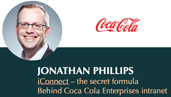 dwsum's tweet photo. .@DigitalJonathan takes the stage revealing @CocaCola secret weapon “iConnect” #norintra #intranät @Intranetizen http://t.co/dWrzovfhsw