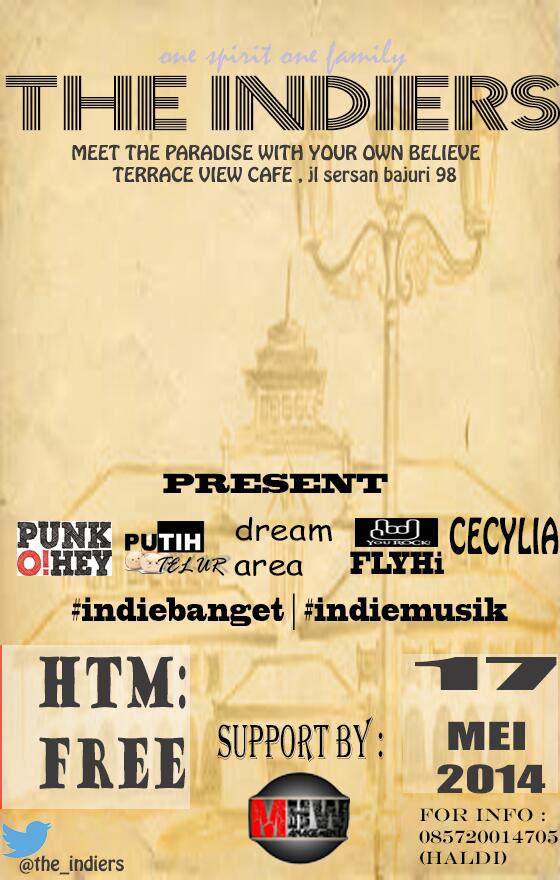 Jadi MALAM INI kita ada <a href="/dreamarea/">Dream Area Band</a> @PUNKoiheyROCK @flyhirocks <a href="/PutihTelurr/">Putih Telur</a> @Cecylia_ID . Don't miss it guys