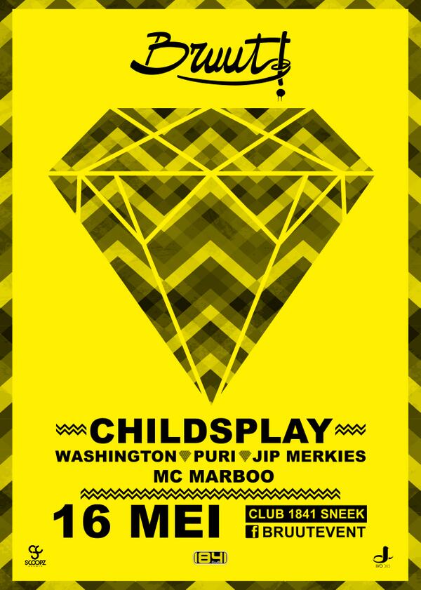 bruutevent's tweet photo. RETWEET: Fles Prosecco en FREE ENTREE x2 voor vrijdag BRUUT! met @CHILDSPLAYworld @DJWashington_ @DJPURI @JipMerkies http://t.co/TNIz5wMl2k