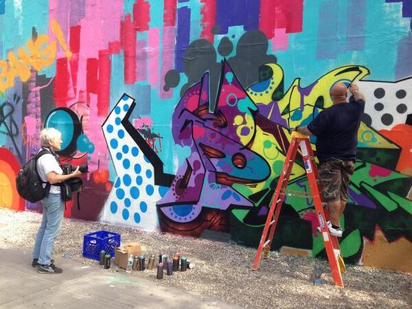 wallplayground's tweet image. Yesterday, graffiti artist Cope2 began working on the newest Bowery Mural. #wallplay #localcoverage #artmassivelydone