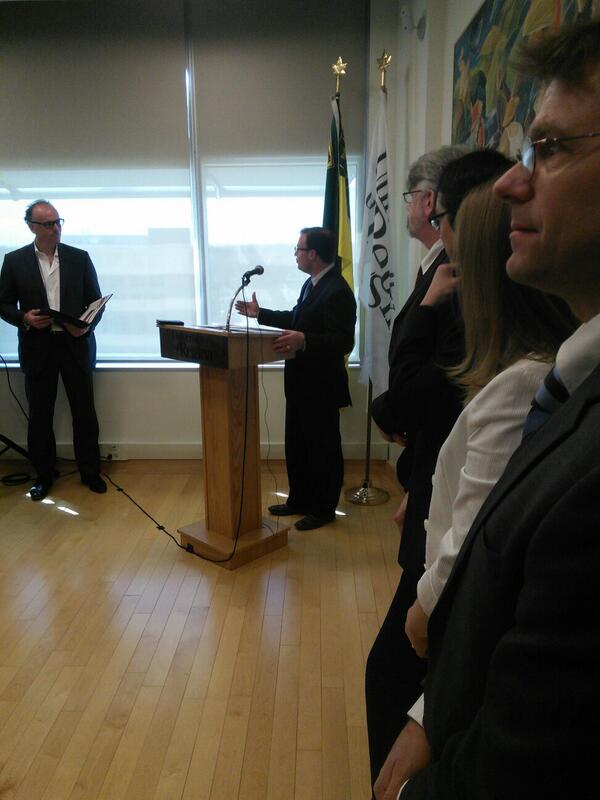 Rob Norris, Minister of Advanced Education, addressing the media at the opening of the Institute.