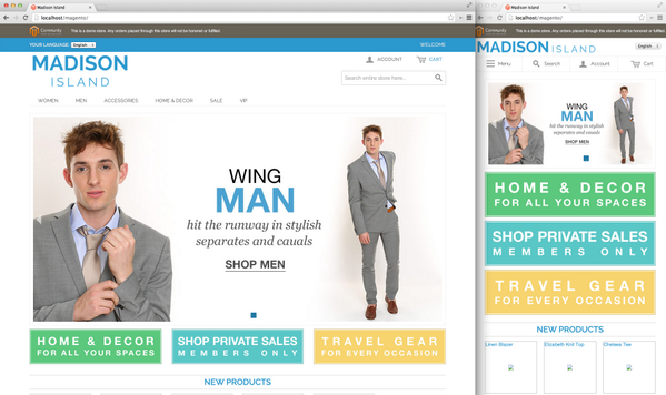 kevinkirchner: @simon180 @magento Responsive for sure — got it up and running locally! Looking good @classyllama #MagentoImagine http://t.co/1pjitvoIKD