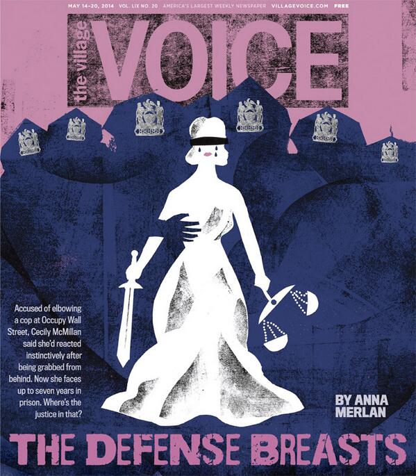 VVoiceVisual's tweet photo. Sneak peek: 5/14 @villagevoice cover on #Justice4Cecily by the ever-talented Justin Renteria, on stands tomorrow #ows http://t.co/YEodUYERPY