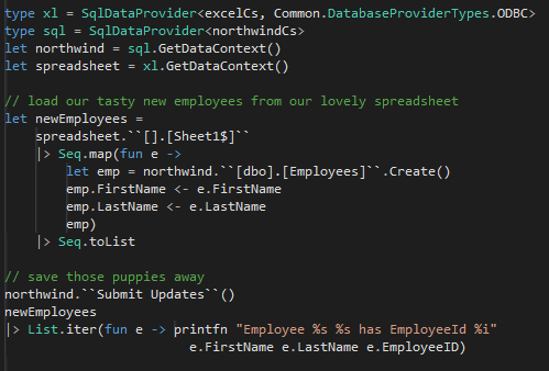 pezi_pink's tweet image. a transactional ETL procedure from Excel into SQL server, using only the #sqlprovider? Yes please! #fsharp