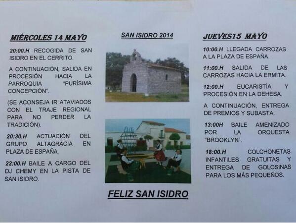 masdehiguera's tweet photo. Programacion San Isidro 2014 http://t.co/1lDLhpMzFb