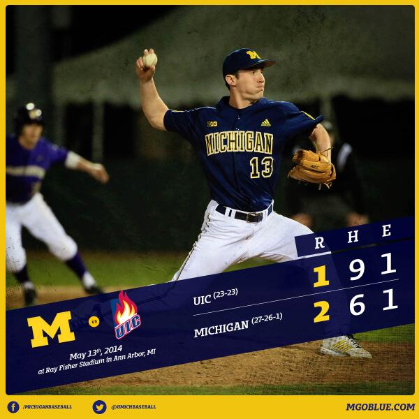umichbaseball's tweet photo. Lehmann's solid starts guides Michigan past UIC 2-1!! http://t.co/tyVUPXxRho