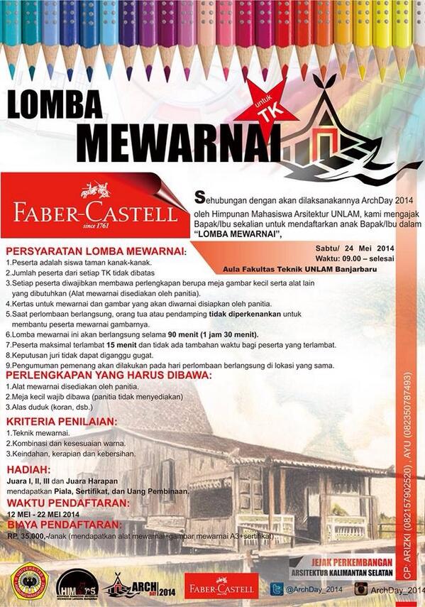 Masih kegiatan <a href="/ArchDay_2014/">ArchDay 2014</a> yang belum selesai. Lomba mewarnai antar TK. Yuk yg pada punya adek TK bisa ikutan