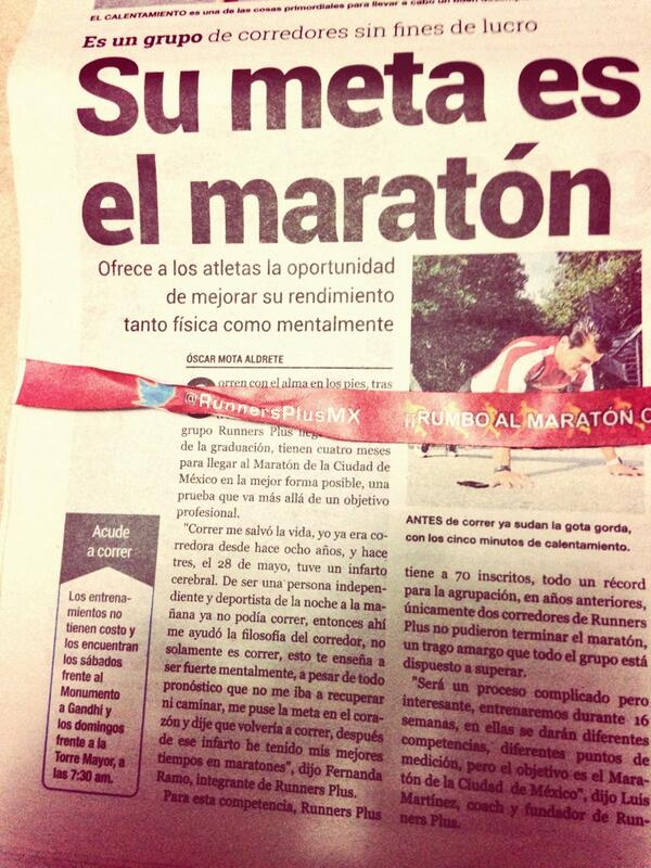 RunnersPlusMX's tweet photo. RT @oscardamacio: @RunnersPlusMX @Nuestro_MX muchas gracias por su reportaje! http://t.co/xRqaq7gorv