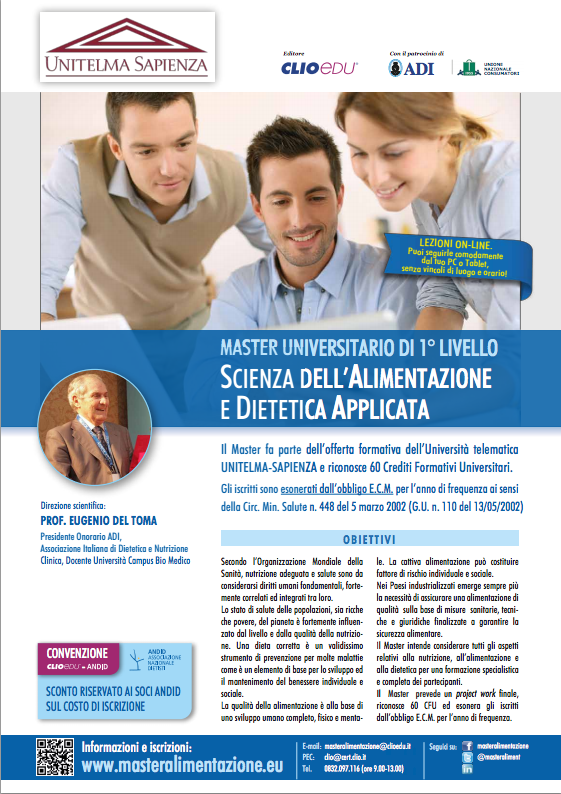 masteraliment's tweet image. @DietistiAndid #Convenzione CLIOedu - #ANDID per sconto su iscrizione #Master #Alimentazione e #Dietetica #Nutrizione