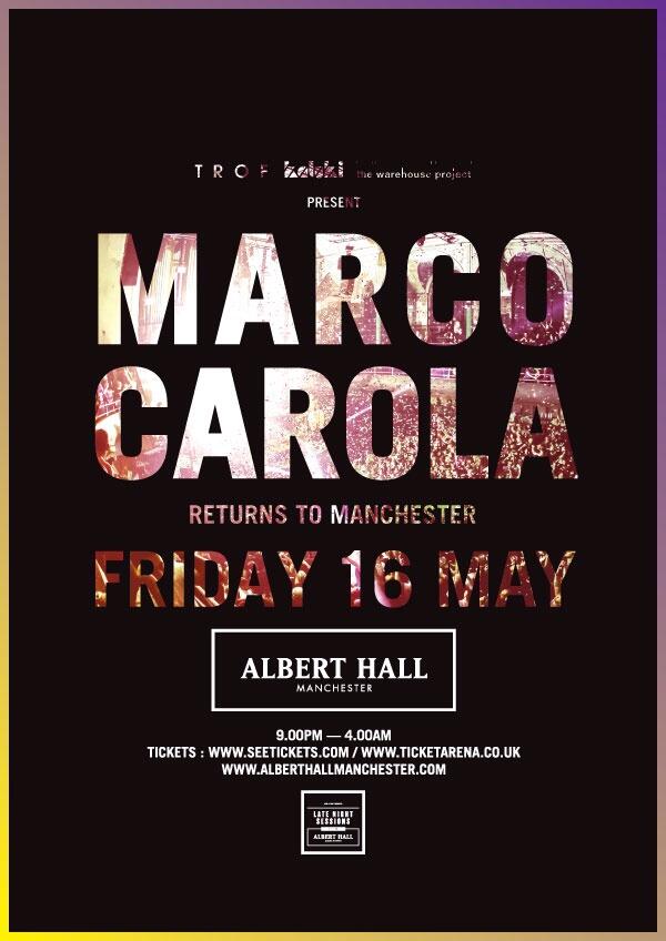 ollylloydtaylor's tweet photo. Friday @trofnq, @KalukiMusik &amp; @WHP_Mcr bring @marco_carola to @Alberthallmcr tickets available from @MenikmatiNQ http://t.co/d2ILANHgs3