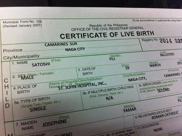 CoinDesk's tweet photo. Bitcoin's latest fan arrives in the Philippines after dad names his baby 'Satoshi' http://t.co/OBlAF5pK3W http://t.co/OI57jcVU1S