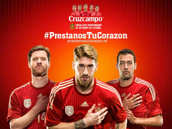 Cruzcampo's tweet photo. Sólo un mes para que España se estrene el Mundial #PrestanosTuCorazon ¡Lo necesitamos!  http://t.co/dFhCfb1YuY http://t.co/0DVRer1JTZ