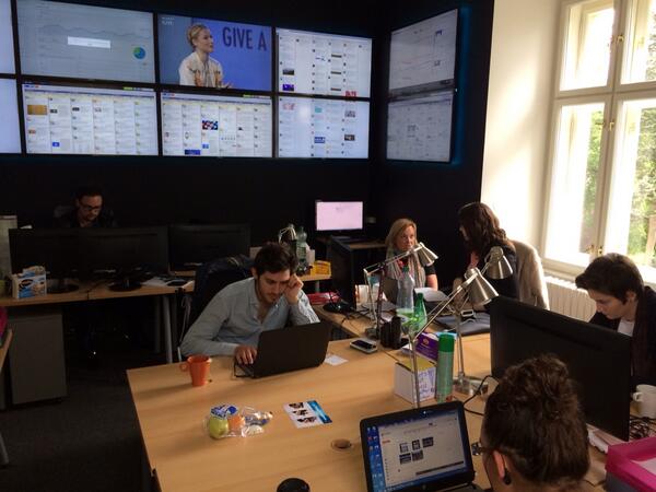 The @socialbakers crew keeping an eye on #adobesummit from our social command center