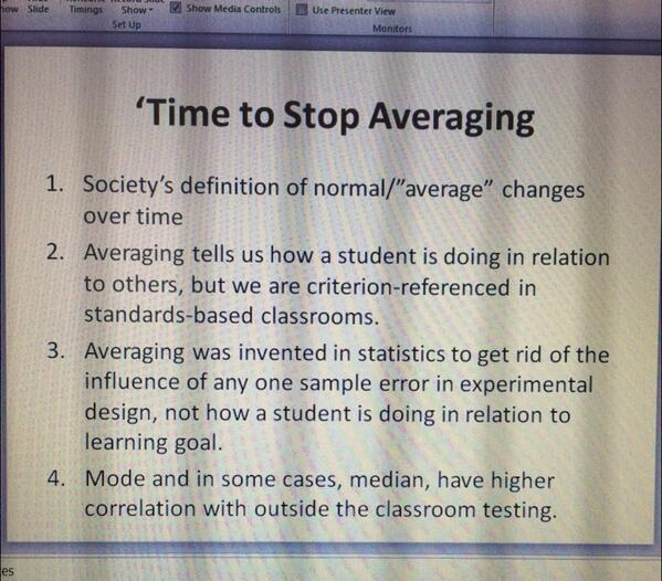 laura_horan's tweet image. @RickWormeli : It's  time to stop averaging grades. #sblchat #mnwcougars