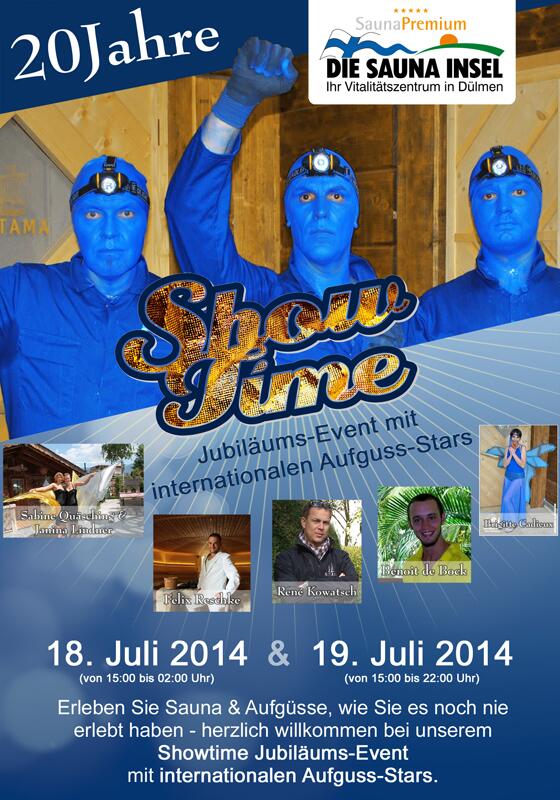 Sauna_Insel's tweet photo. ShowTime Jubiläums-Event am 18. und 19 Juli. Im Juli 2014 feiern wir unser 20-jähriges Bestehen!
#Sauna, #SaunaInsel http://t.co/s8iYcKnJjt