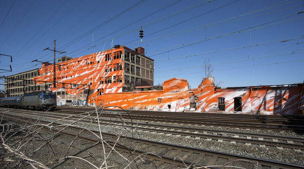 travelmacho's tweet photo. Neon paint along the Northeast rail corridor? @Amtrak helped sponsor art opening May 16! http://t.co/PINZtsUTUr http://t.co/Hhcmb3wklk