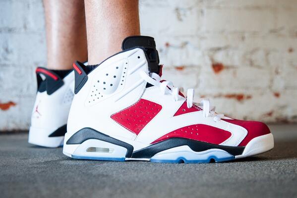 ObeySPEED's tweet photo. “@SneakerLEAGUE : Carmine 6’s looking good on foot (pic via #NT) http://t.co/z2fDjNubML”