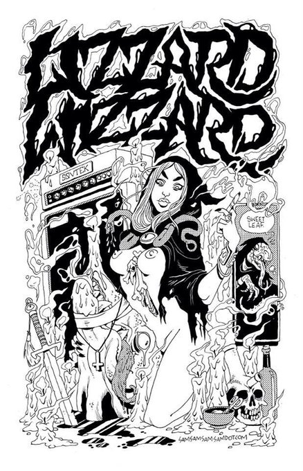 Shirt design for weed / doom dudes, Lizzard Wizzard #bongwitch 