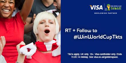 VisaUK's tweet image. RT + Follow to win our last FIFA World Cup™ packages to see England play in Brazil. When they&apos;re gone, they&apos;re gone!