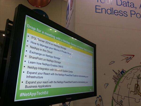 vinithmenon28's tweet image. Drop by the #NetApp genius bar and learn some cool solutions we provide with Microsoft integration #NetAppTechEd