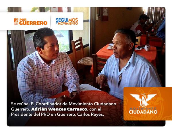 AdrianWencesC's tweet photo. Con Carlos Reyes, Presidente del @PRDguerrero , con quien caminamos juntos de cara al 2015.
 #EnMomivimiento @Mov_Gro http://t.co/Z4UXkjMRYS