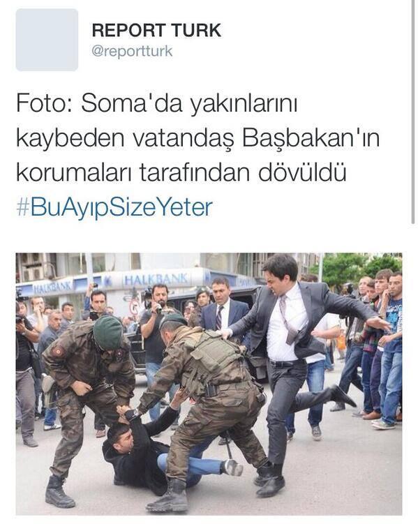 gercekbirmasal's tweet photo. Soma'da yakınlarını kaybeden vatandaş Başbakan korumaları tarafından dövüldü ! #AcınızbizimacımızSOMA http://t.co/o1Eh6nH3Wb