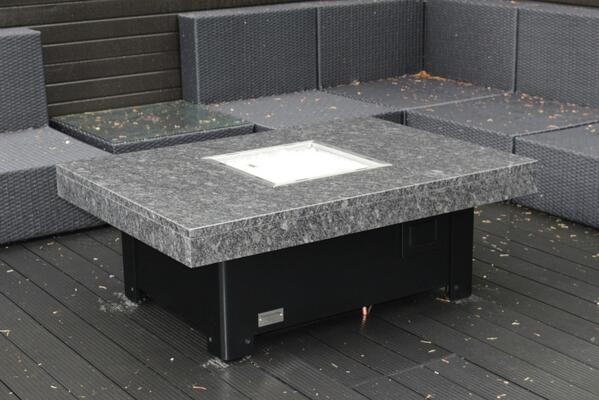 Installed Bahama #gasfiretable in Aberdeen. Base black, top Tornado Grey Granite. Wonderful location on River Dee.