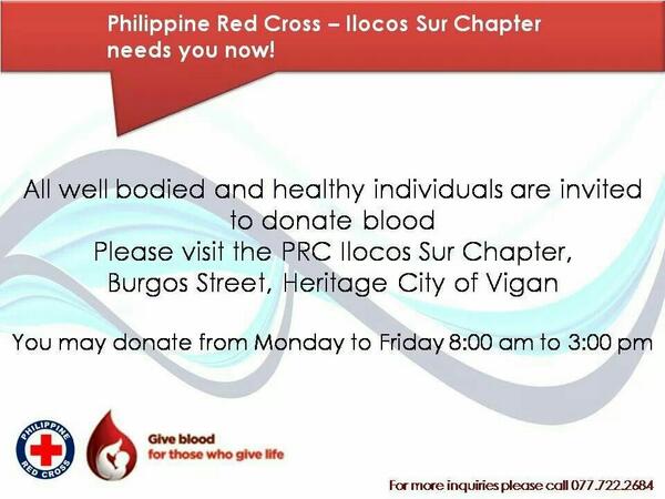 lynvgarcia's tweet image. Donate blood and help us save lives!

Support @philrecross - Ilocos Sur Chapter. 

#BloodPH
#HelpPH