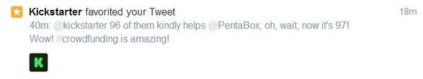 PentaBox_'s tweet image. Breaking news for @Kicktraq: The world's leading #crowdfunding portal favorited our tweet! What's next? A RT? ;-)