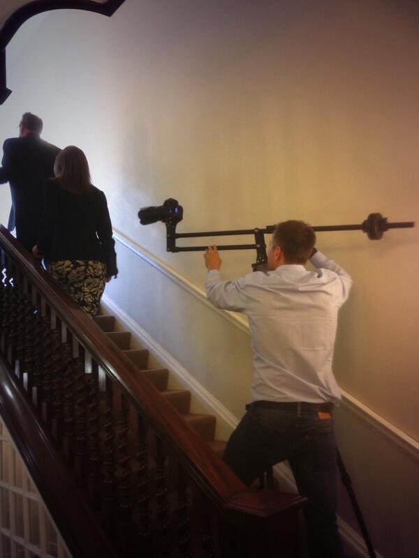 injectmedia's tweet image. Still going at @thephysclinic. Now the mini jib for some more creative shots. What a beautiful building.