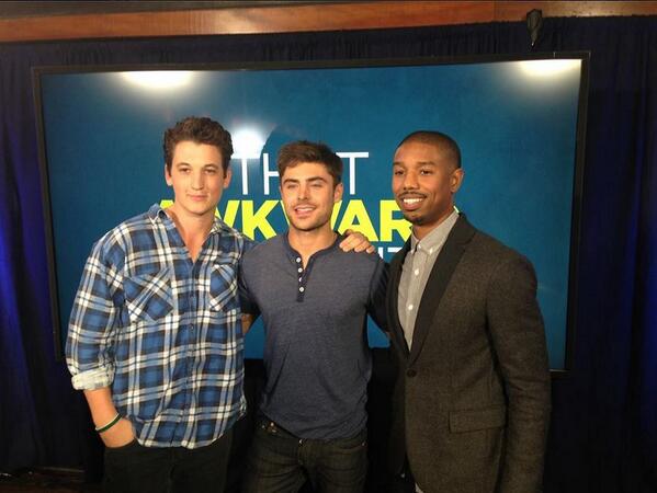 AwkwardMovie's tweet image. How effing cute are these guys? @ZacEfron @Michaelb4jordan @Miles_Teller